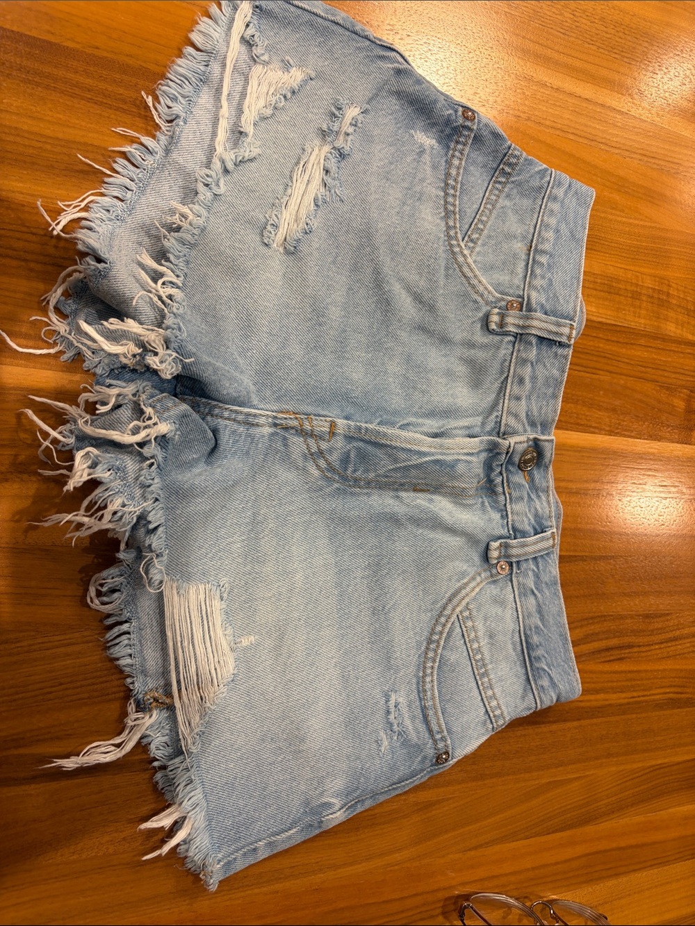 We The Free Light Blue Distressed Denim Cutoff Shorts
